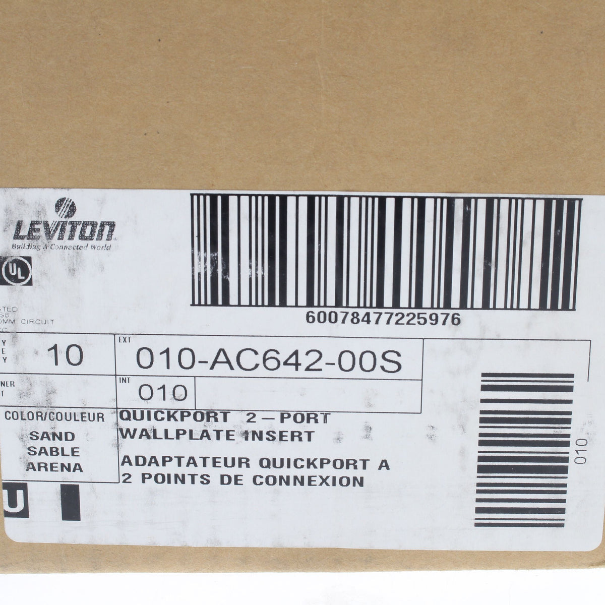 10 Leviton Quickport Sand Acenti 2-Port Polymer Wallplate Inserts AC642-SND