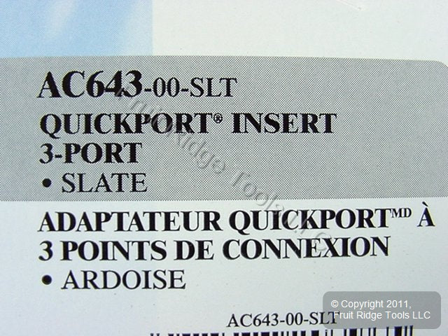 Leviton Quickport Slate Gray Acenti 1G 3-Port Polymer Wallplate Insert AC643-SLT