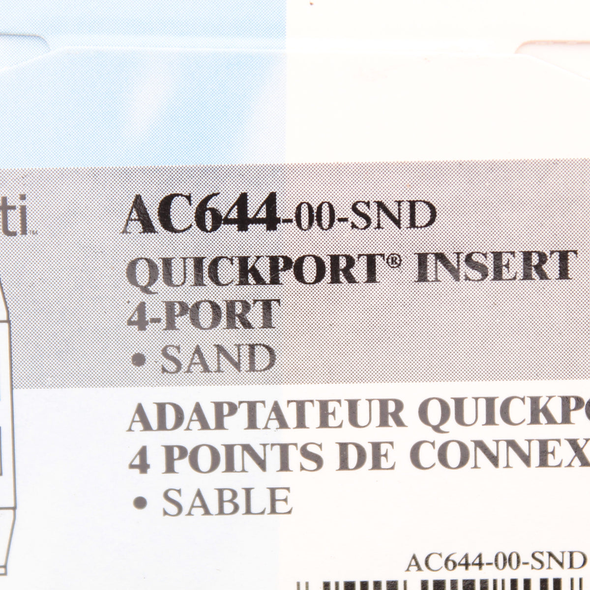 Leviton AC644-SND Acenti Sand Quickport 1-Gang 4-Port Polymer Wallplate Insert