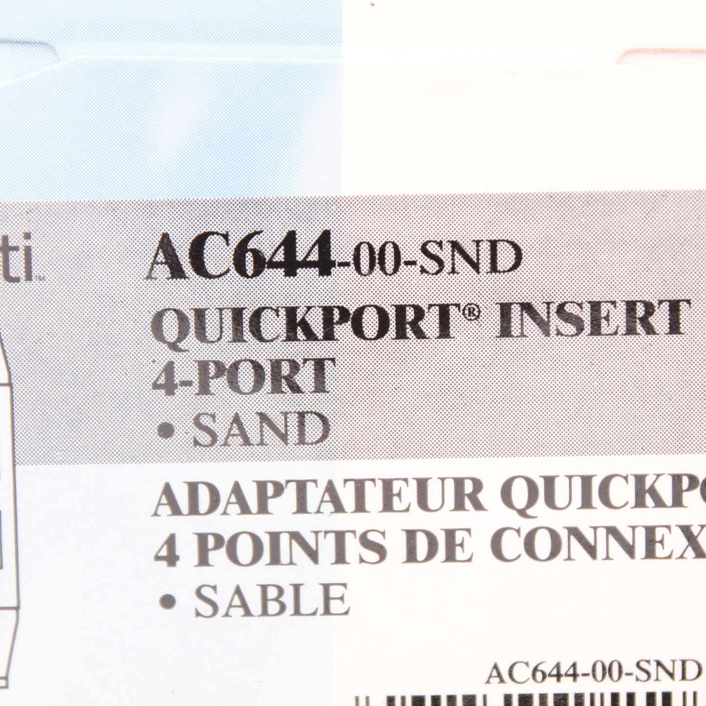 Leviton AC644-SND Acenti Sand Quickport 1-Gang 4-Port Polymer Wallplate Insert