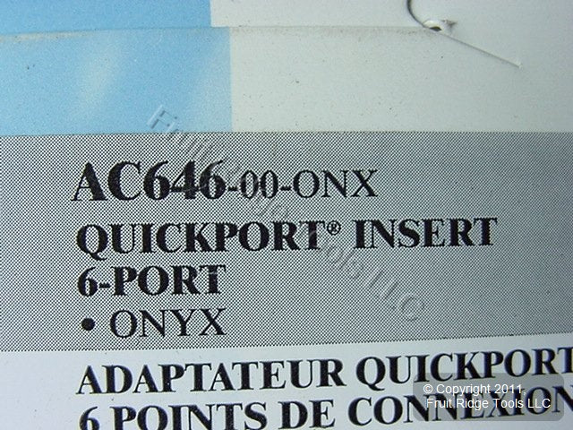 Leviton Quickport Onyx Black Acenti 1G 6-Port Polymer Wallplate Insert AC646-ONX