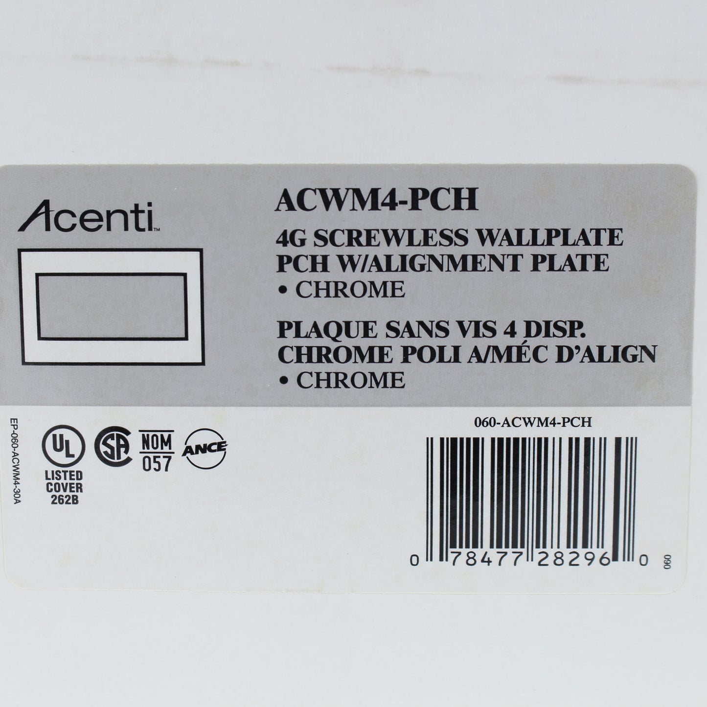 Leviton ACWM4-PCH Chrome 4-Gang 4-Acenti Chrome Plated Finish Wallplate Cover