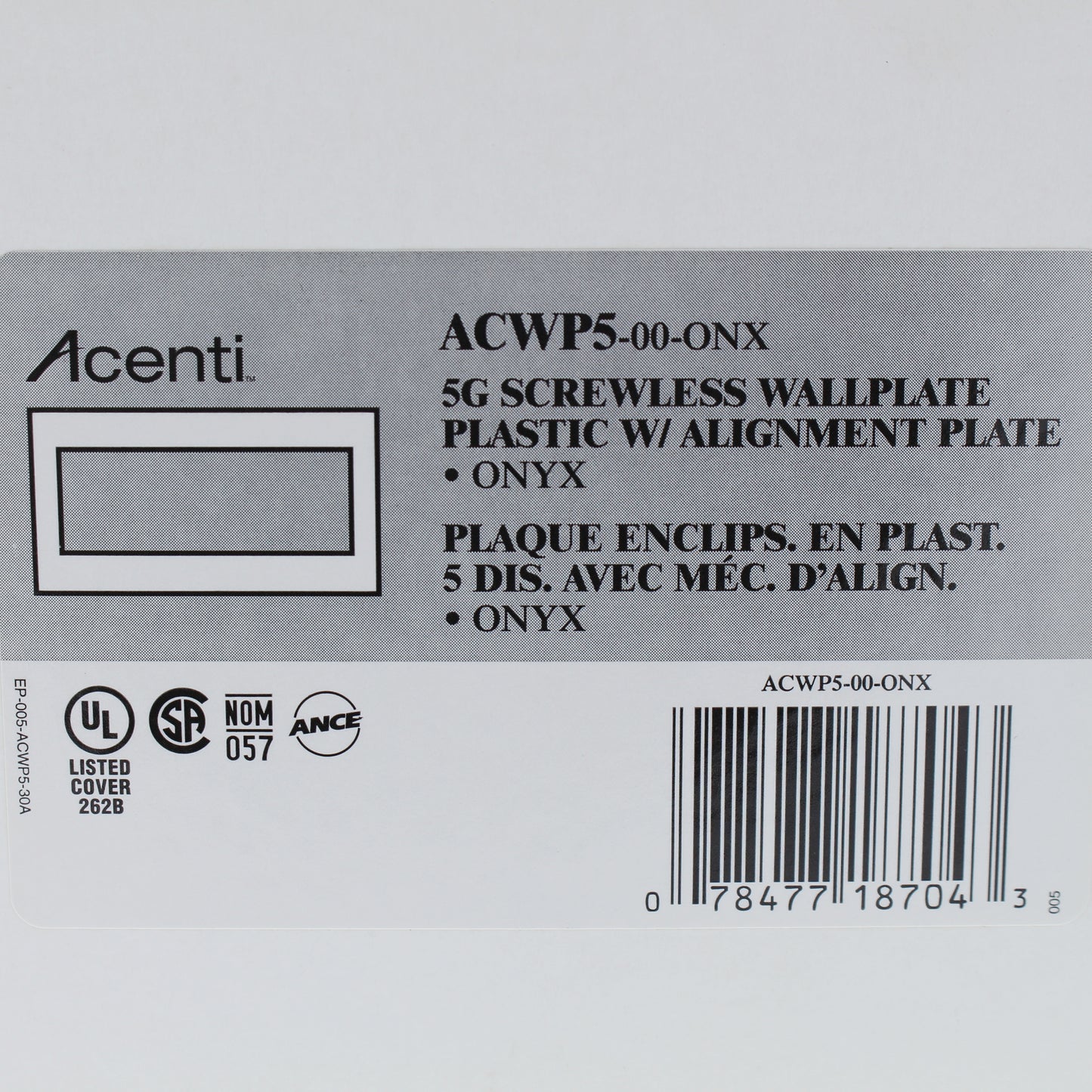 Leviton ACWP5-ONX Onyx 5-Gang 5-Acenti Engineering Grade Polymer Wallplate Cover