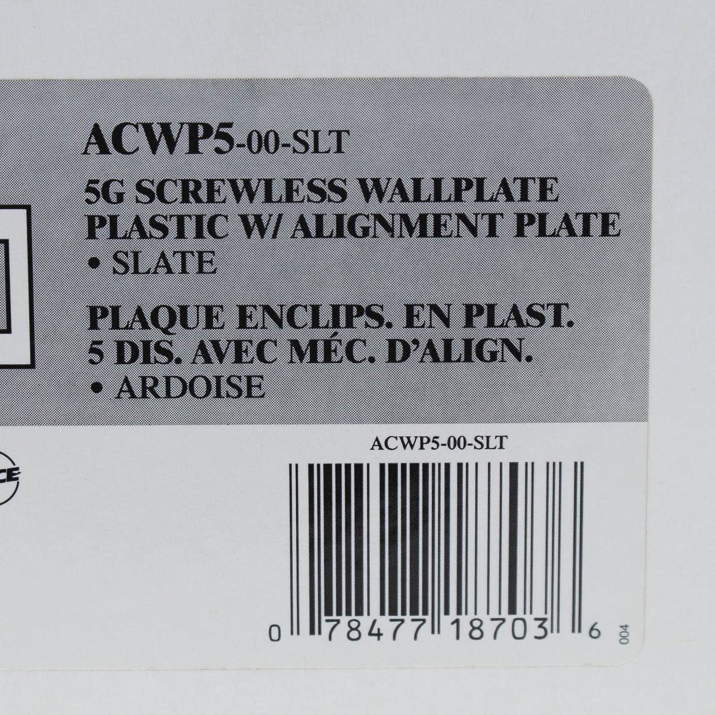 Leviton ACWP5-SLT Slate 5-Gang Acenti Engineering Grade Polymer Wallplate Cover