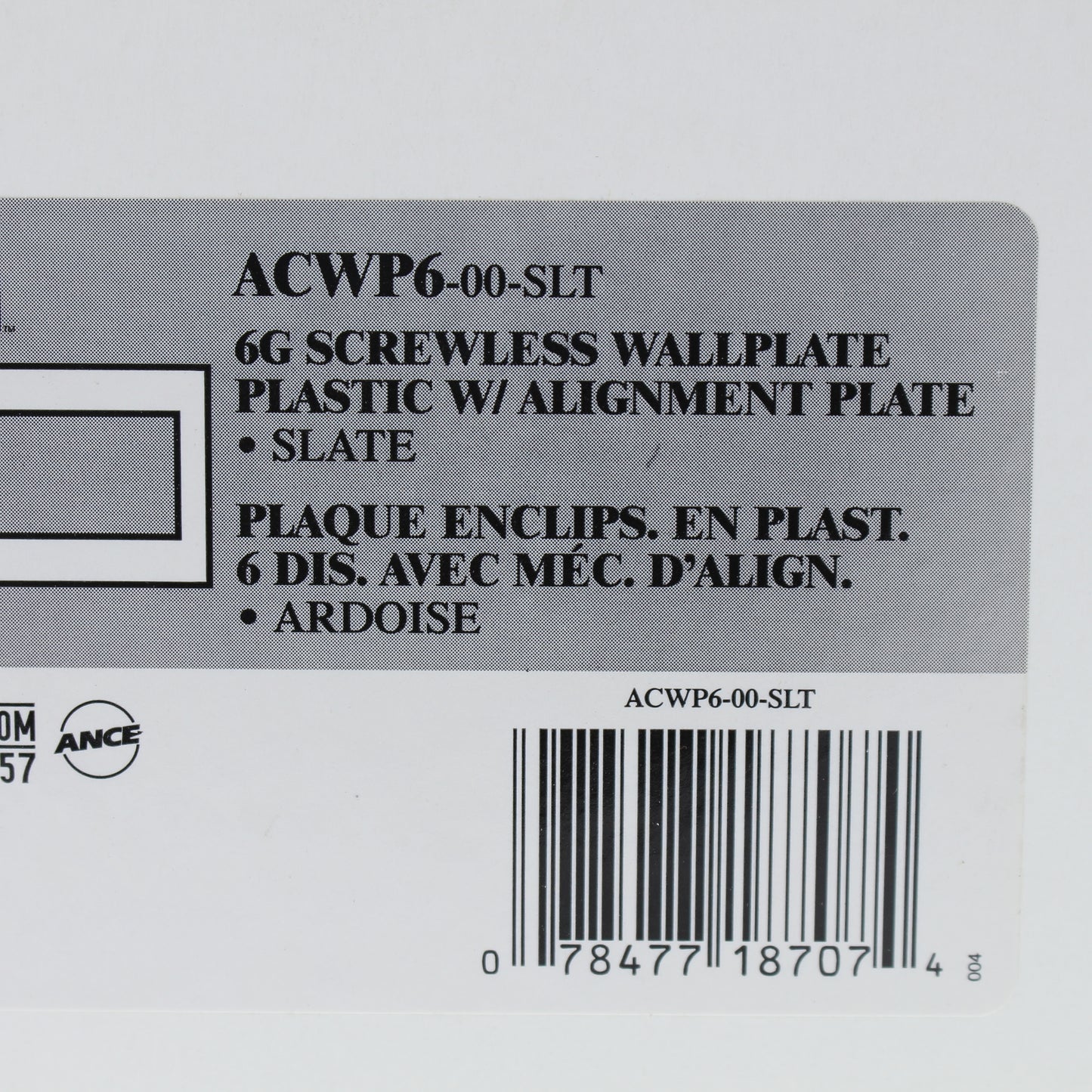 Leviton ACWP6-SLT Slate 6-Gang Acenti Engineering Grade Polymer Wallplate Cover