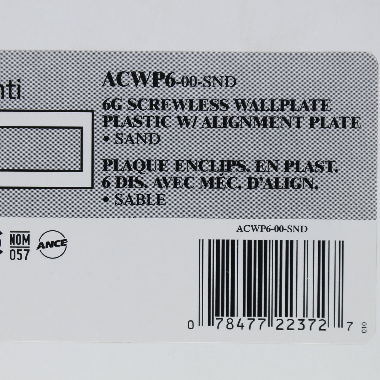 Leviton ACWP6-SND Sand 6-Gang 6-Acenti Engineering Grade Polymer Wallplate Cover