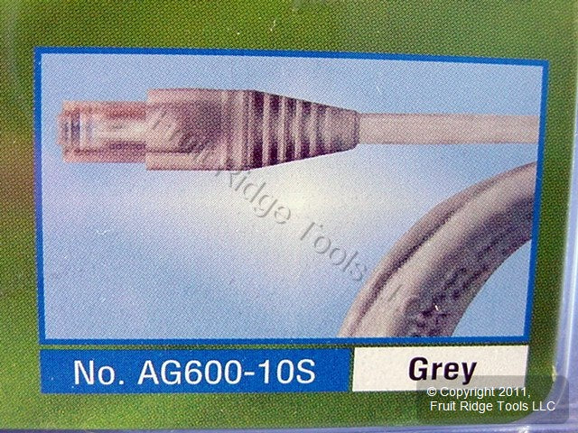Leviton AG600-10S Gray Cat6+ 10ft Ethernet Cable Data Patch Cord Network Booted