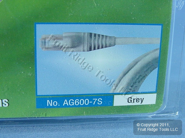 Leviton AG600-7S Cat6+ Gray 7ft Ethernet Cable Data Patch Cord Network Booted