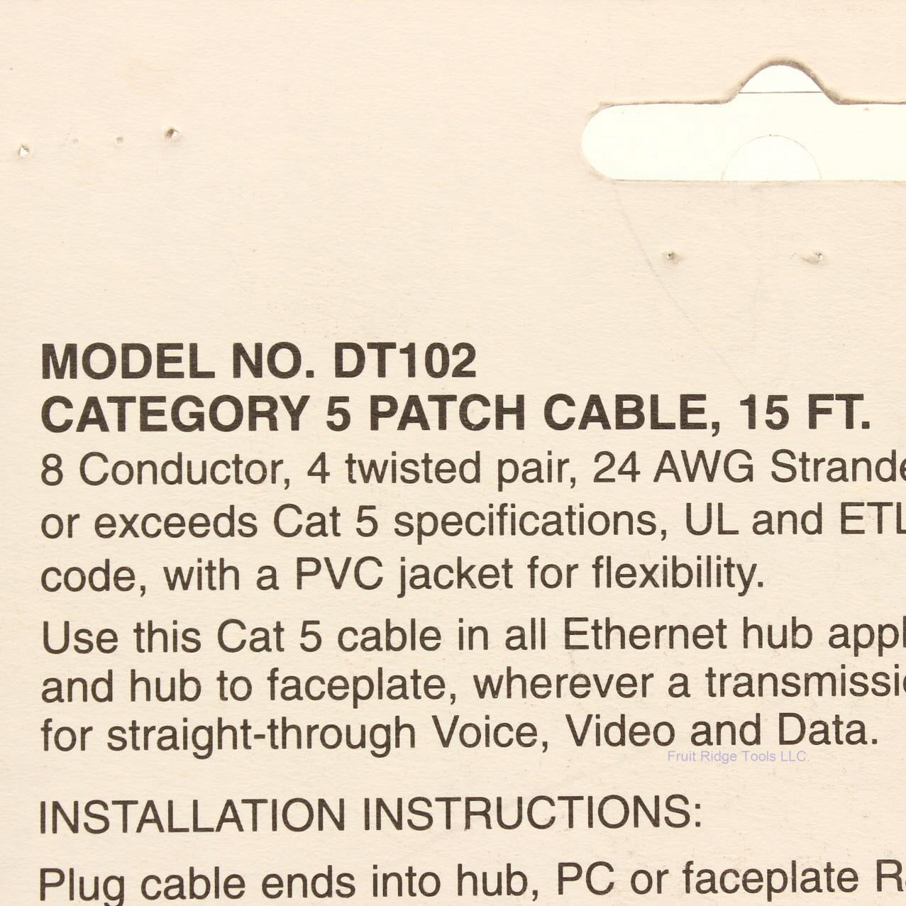 Lance Industries DT102 Gray 15 Ft Cat 5 Patch Cord 100MHz 4-Twisted Pair 24 AWG