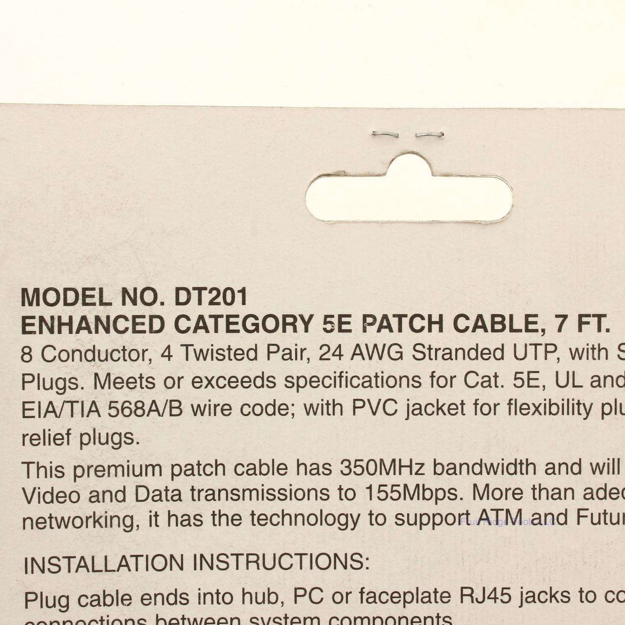 Lance Industries DT101 Gray 7' Cat5e Patch Cord 8 Conductor 4-Twisted Pair 24AWG