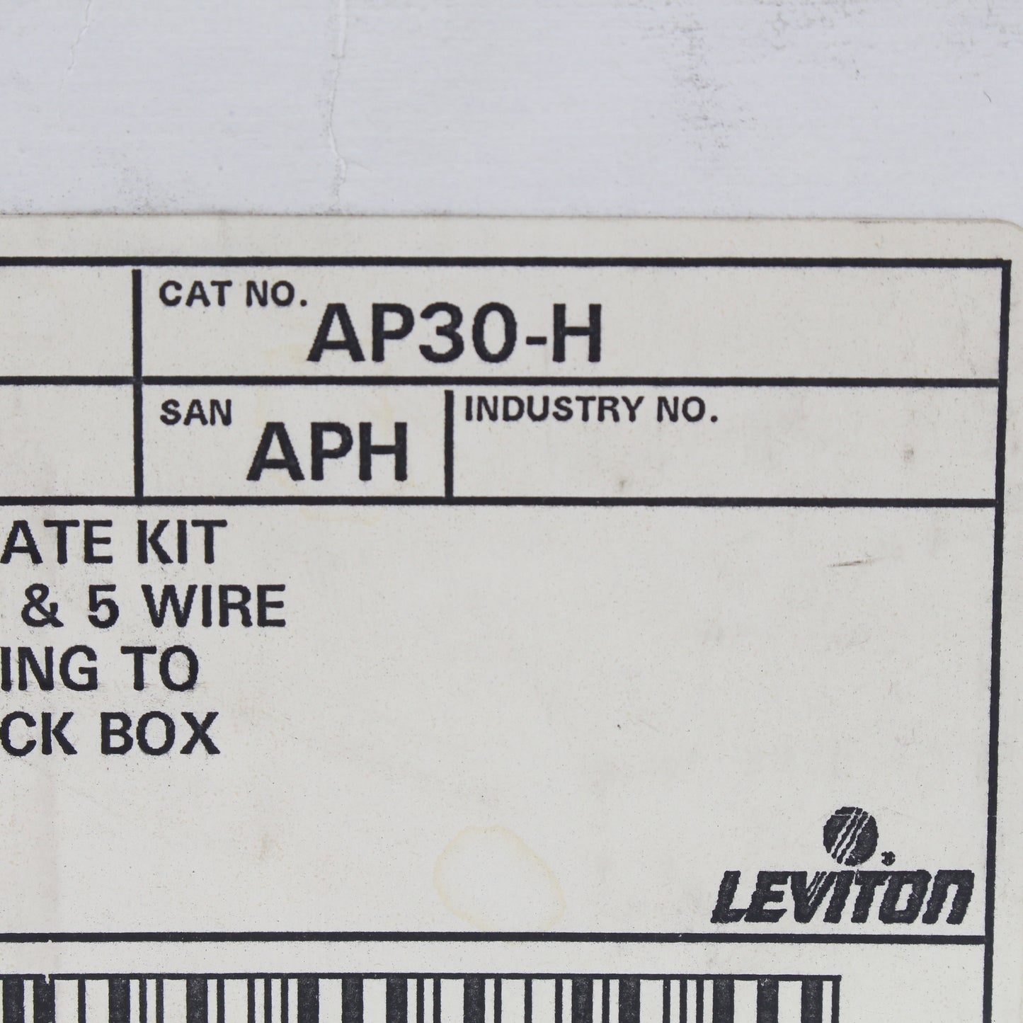 Leviton AP30-H Adapter Plate Kit to Hubbell Pin & Sleeve 30A Back Box 3/4/5-Wire
