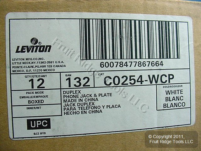 36 Leviton White Duplex Phone Jack Wallplates Telephone C0254-W