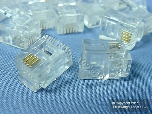 25 Leviton Telephone Flat Line Cord Plug Ends RJ11 RJ14 Modular Phone C0257-C
