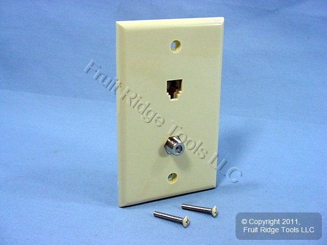 Leviton Ivory Phone Video Cable CATV Jack Wall Plate 4-Wire C2450-I