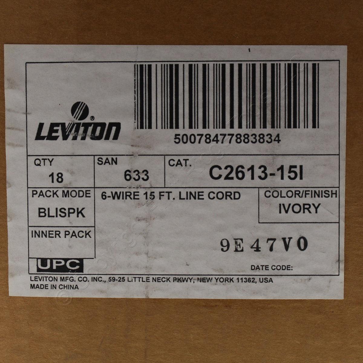18 Leviton Ivory 15' Phone Line Extension Cords 6-Wire RJ11 RJ14 RJ25 C2613-15I