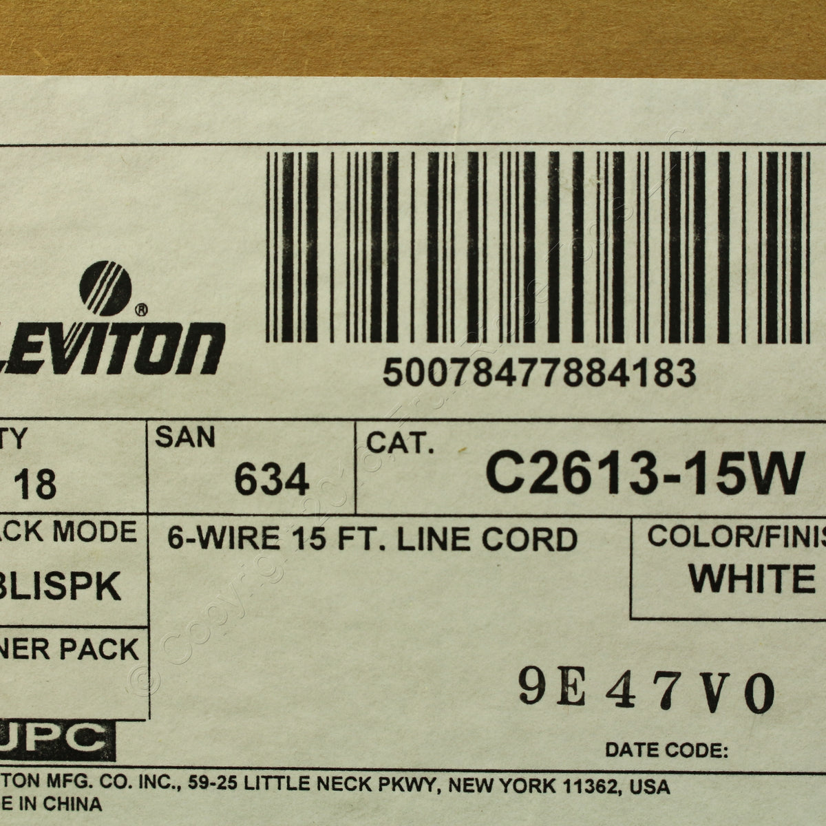 18 Leviton White 15' Phone Line Extension Cords 6-Wire RJ11 RJ14 RJ25 C2613-15W
