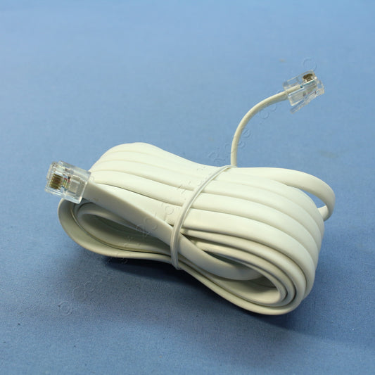 18 Leviton White 15' Phone Line Extension Cords 6-Wire RJ11 RJ14 RJ25 C2613-15W