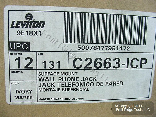 36 Leviton Ivory Wall Phone Mounting Plate Jacks C2663-I