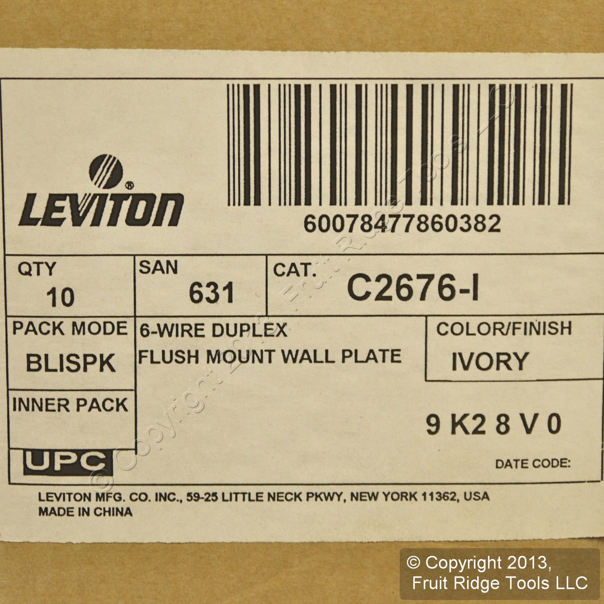 10 Leviton Ivory Duplex Phone Jack Wallplates 6-Wire Telephone C2676-I