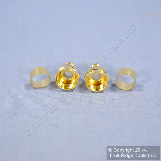 2 Leviton Gold Video 75 Ohm Crimp On RG6 F-Type Cable Plug Ends w/ Rings C5007-G