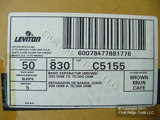 50 Leviton Band Separators 300 to 75/300 Ohm TV UHF VHF C5155