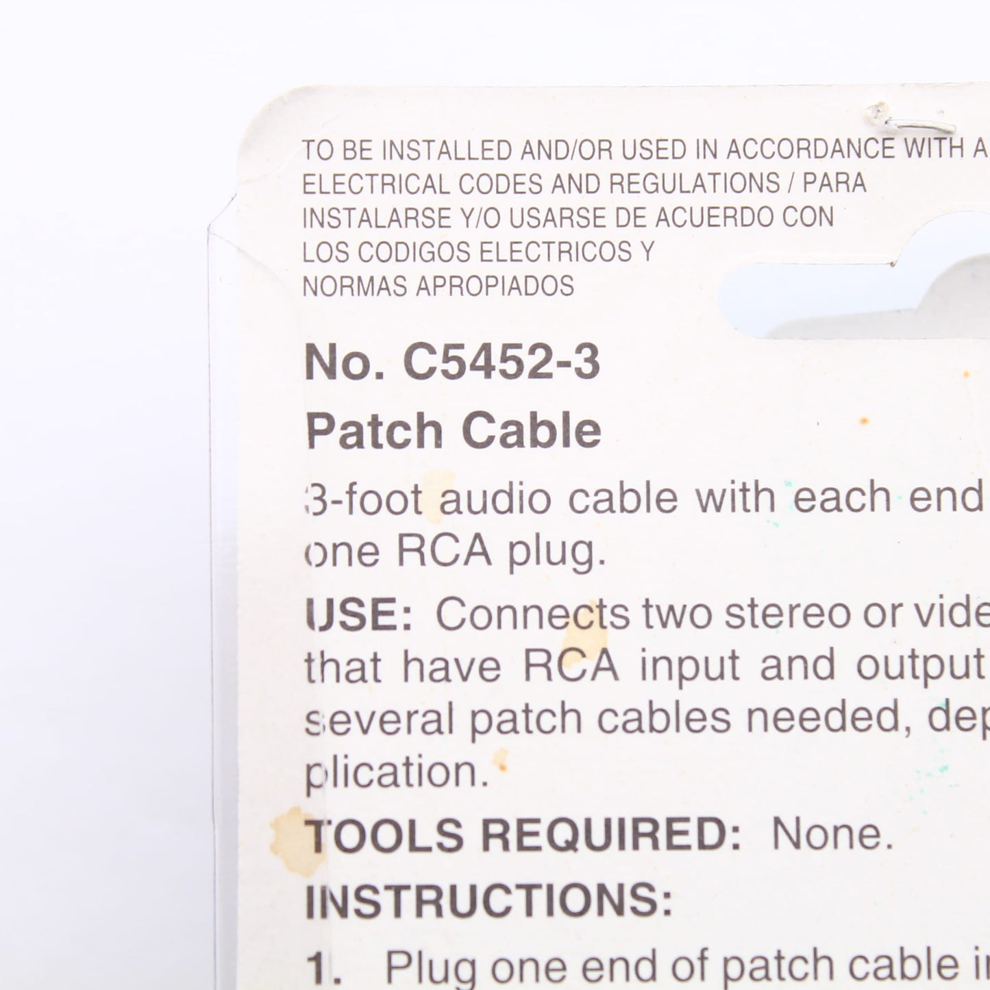 Leviton Gray 3-Foot RCA Audio Speaker Patch Cable Wire Shielded 3' C5452-3