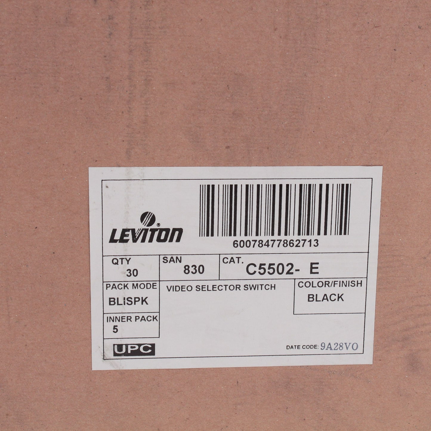 Leviton C5502 Video Selector Switches 75 Ohm RCA Video Games 30-Pack