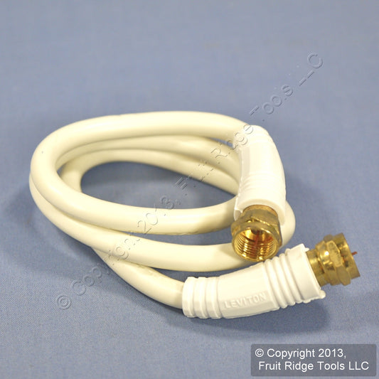 Leviton White 18" Coaxial F-Type Video Cable w/ Gold Connectors RG59 C5851-1GW