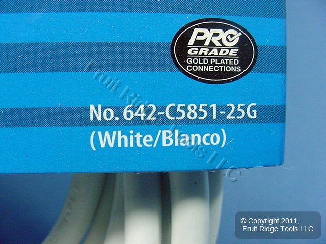 Leviton White 25' Coaxial Video Cable Gold Plug Ends F-Type RG59 C5851-25G-642