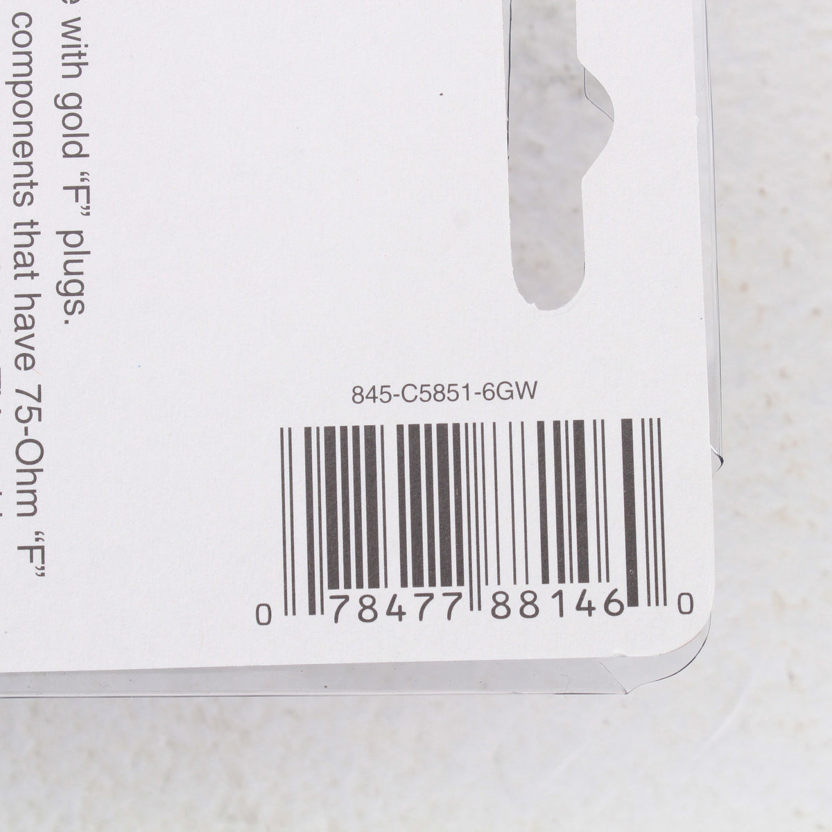 Leviton White 6' Coaxial Video Cable Gold Plug Ends F-Type C5851-6GW