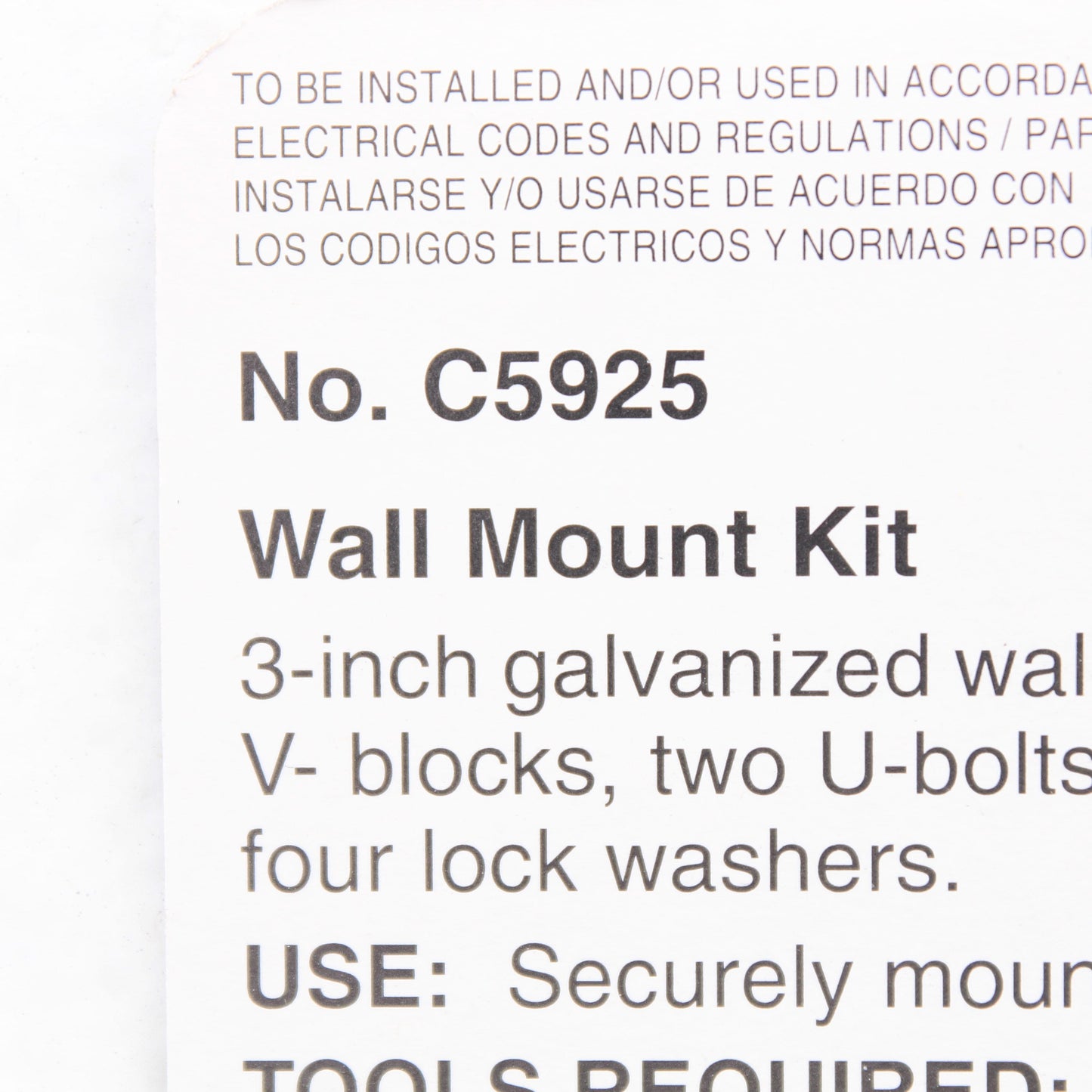 Leviton C5925 3" Wall Mount Bracket Kit for Outside TV Antenna 1.125"-1.5" Range