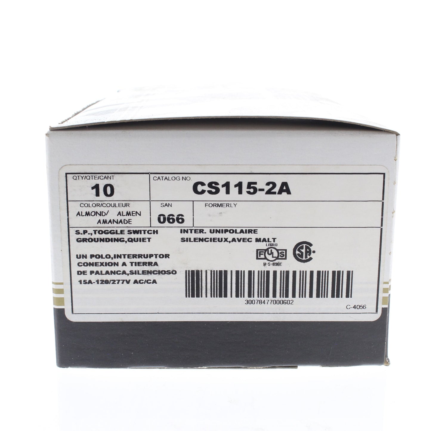 Leviton CS115-2A Almond Commercial Single Pole Toggle Switch Control 15A 10-Pack