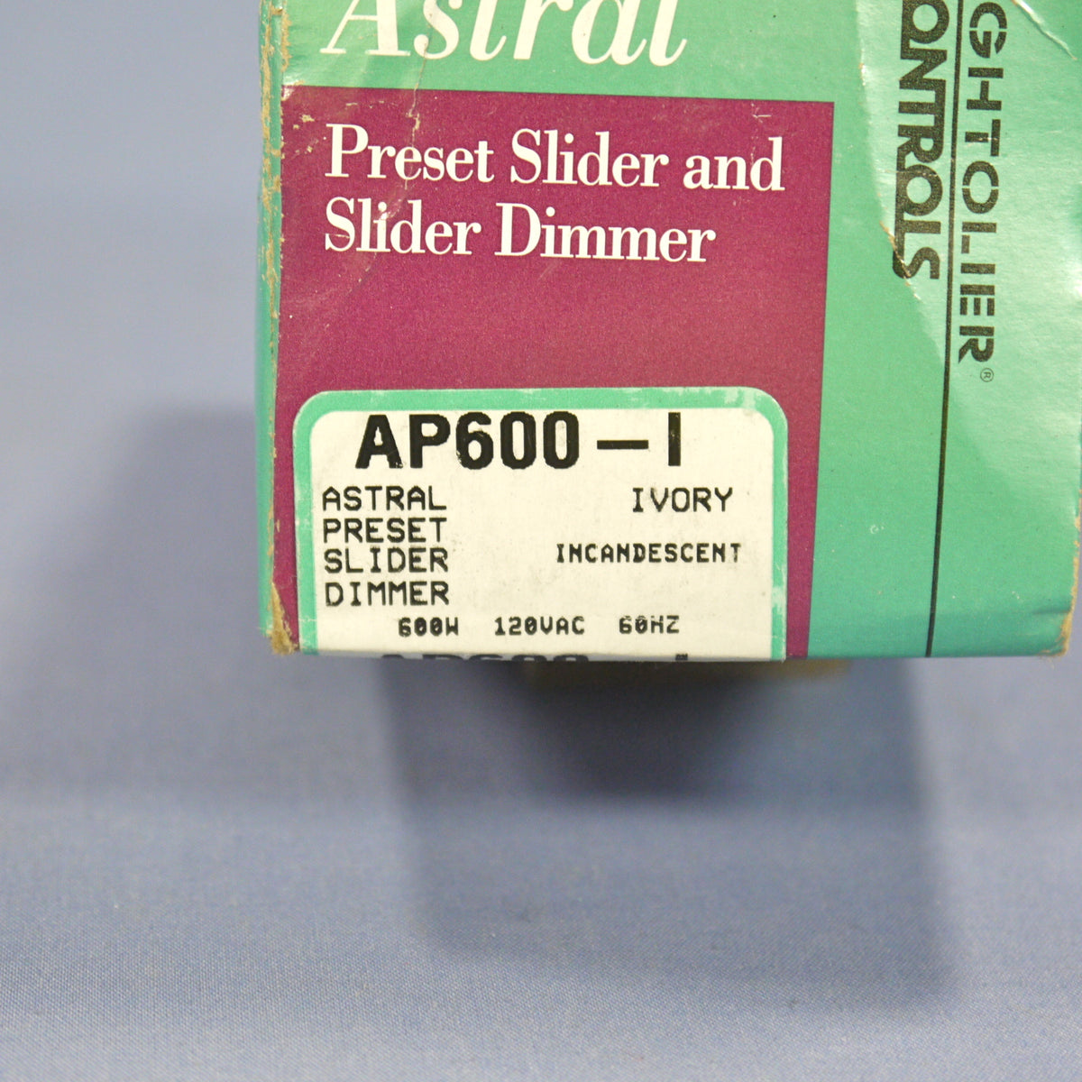 Lightolier AP600-I Ivory Astral Preset Slide Dimmer Light Switch On/Off 600W