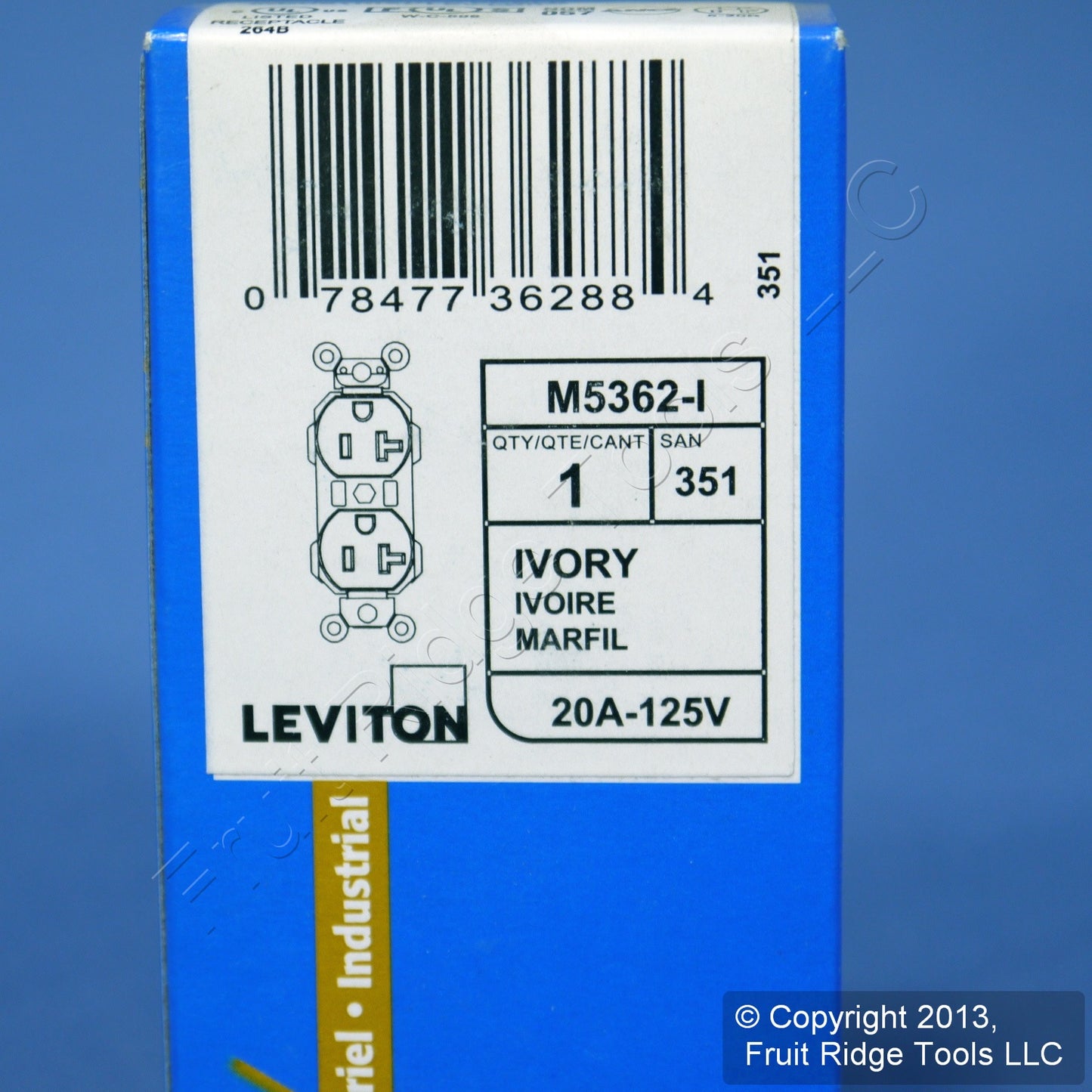 Leviton Ivory LEV-LOK Industrial Receptacle Duplex Outlet 20A M5362-I Boxed