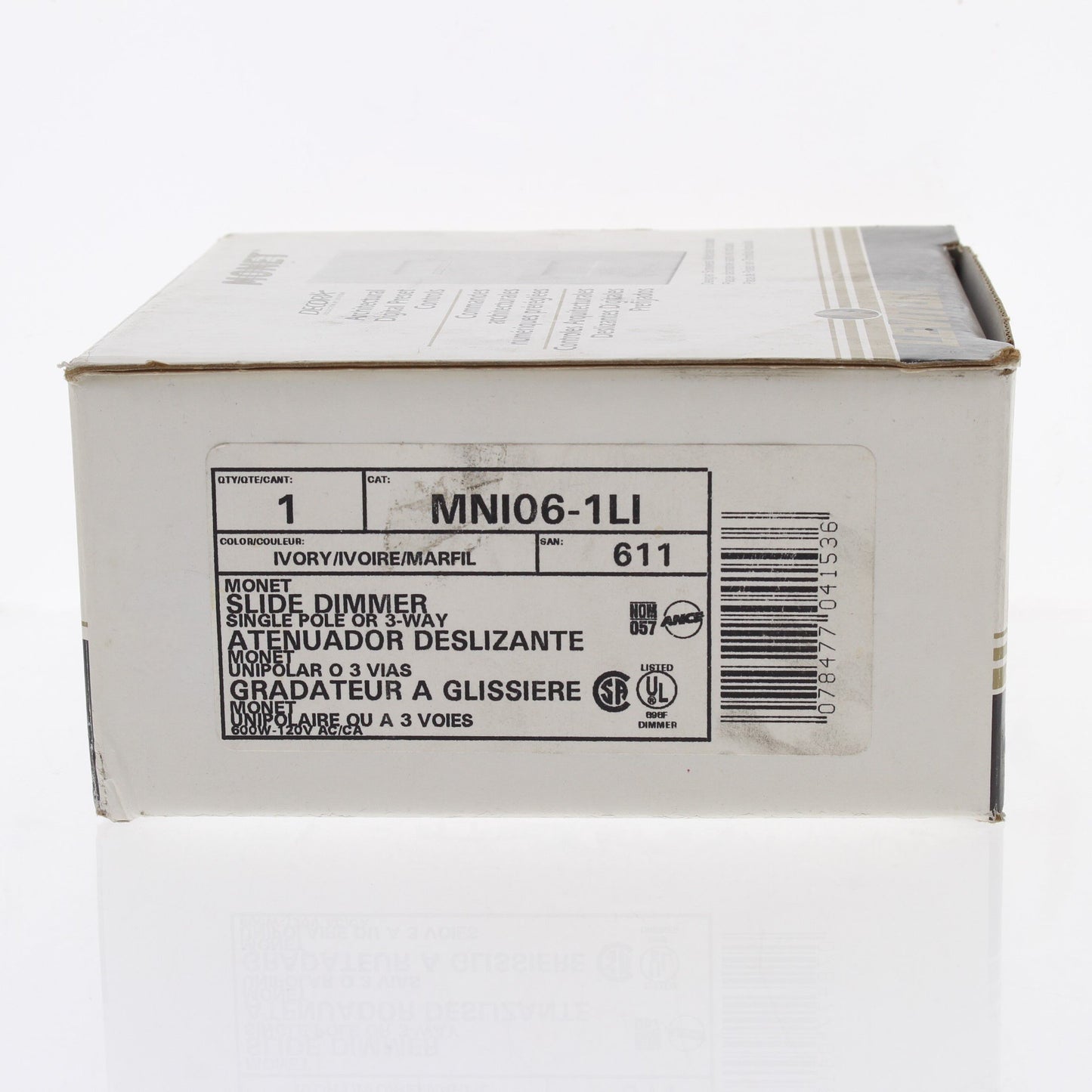 Leviton MNI06-1LI Ivory Monet Slide Light Dimmer Switch 600W Incandescent