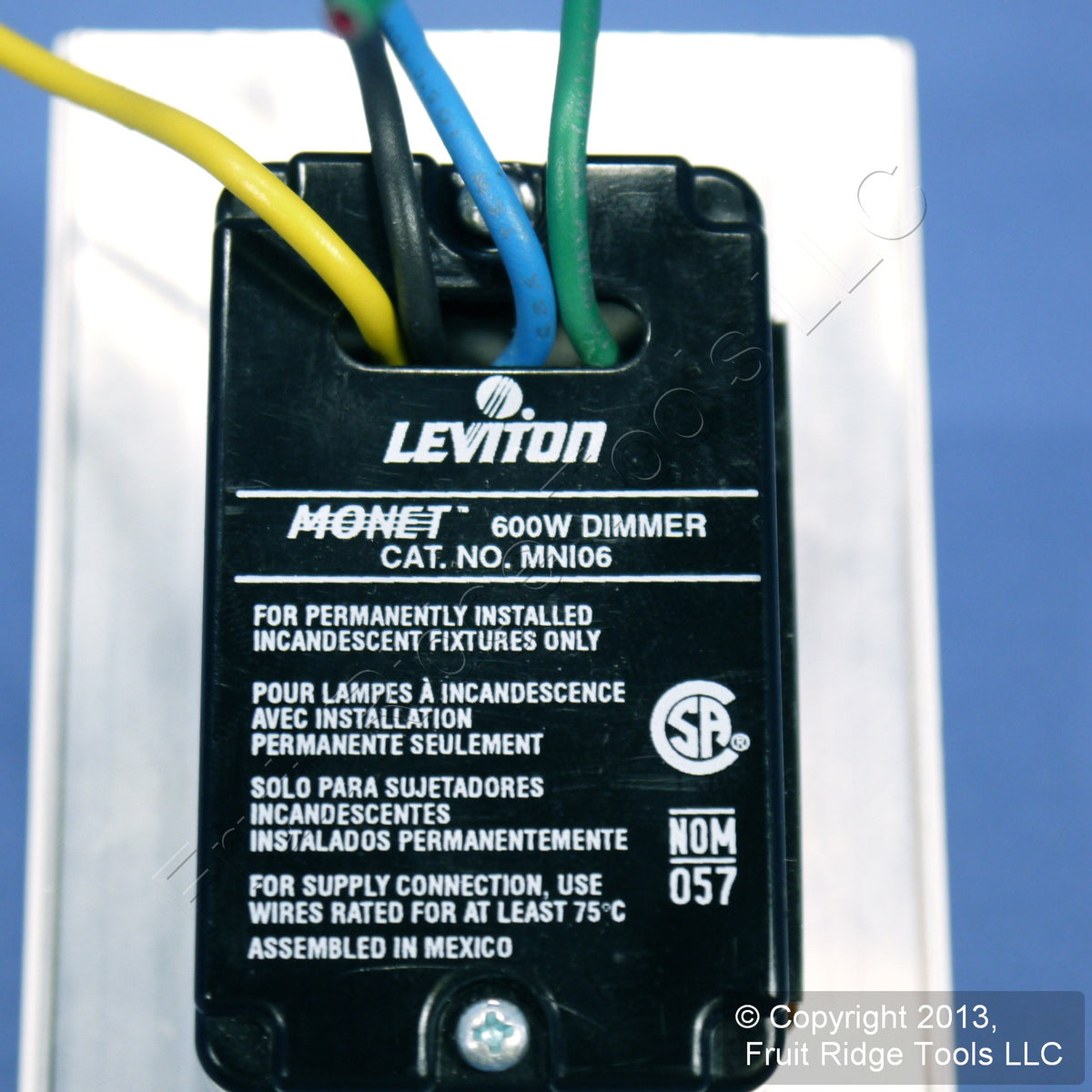 Leviton MNI06-1LW White Monet Slide Light Dimmer Switch 600W Incandescent Bulk