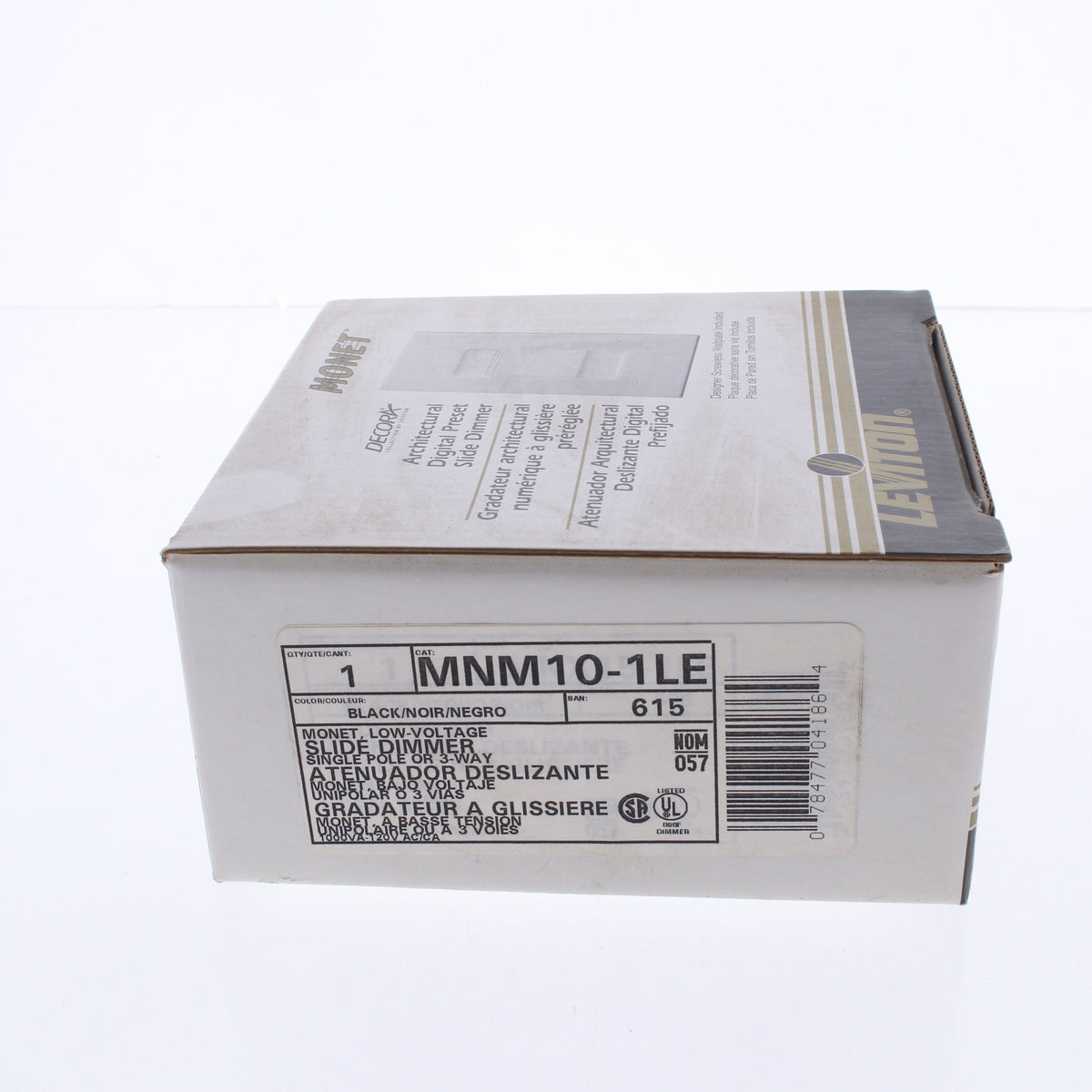 Leviton MNM10-1LE Black Monet Magnetic Low Voltage Light Dimmer Switch 1000VA