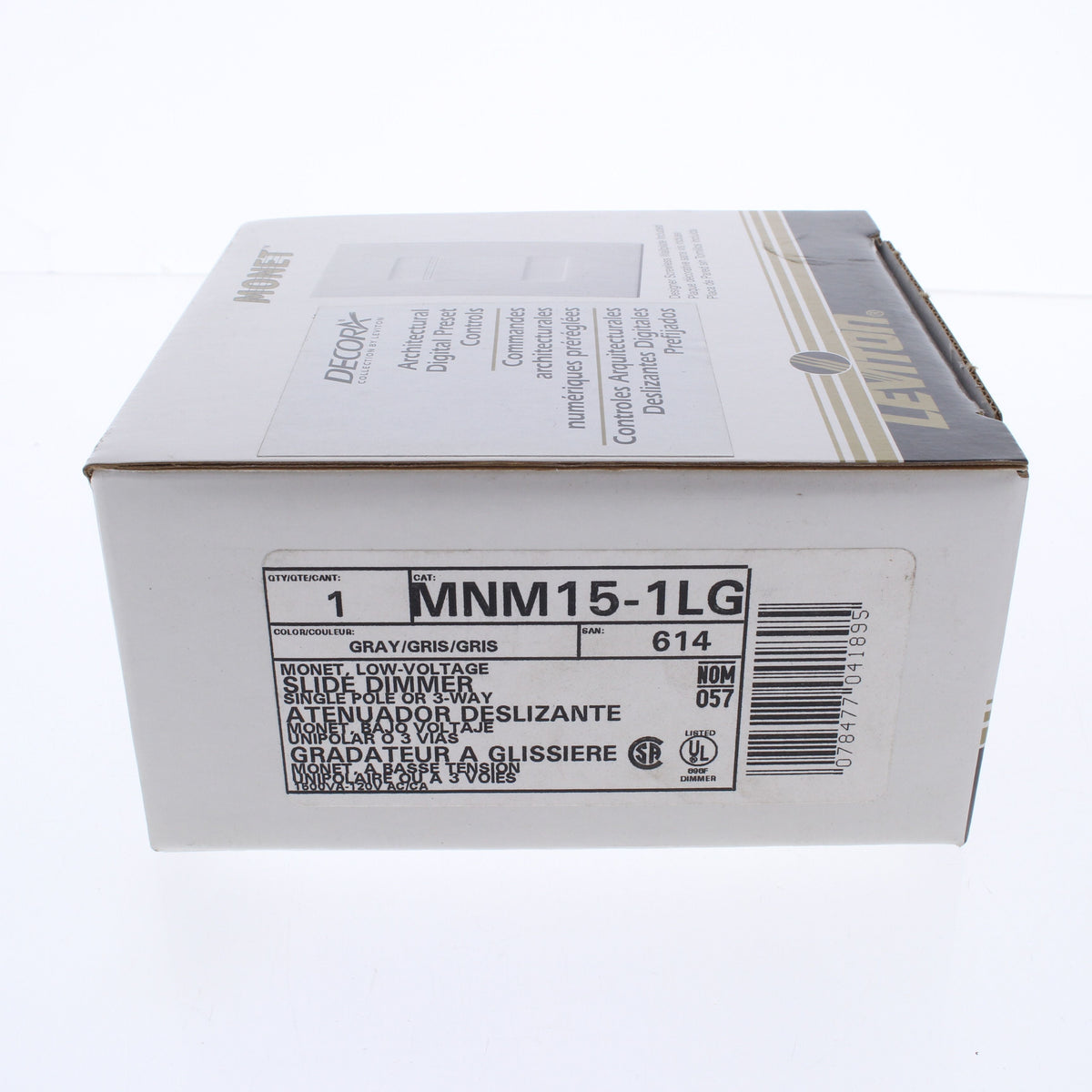 Leviton Gray Monet Magnetic Low Volt Light Dimmer Switch 1500VA 1125W MNM15-1LG