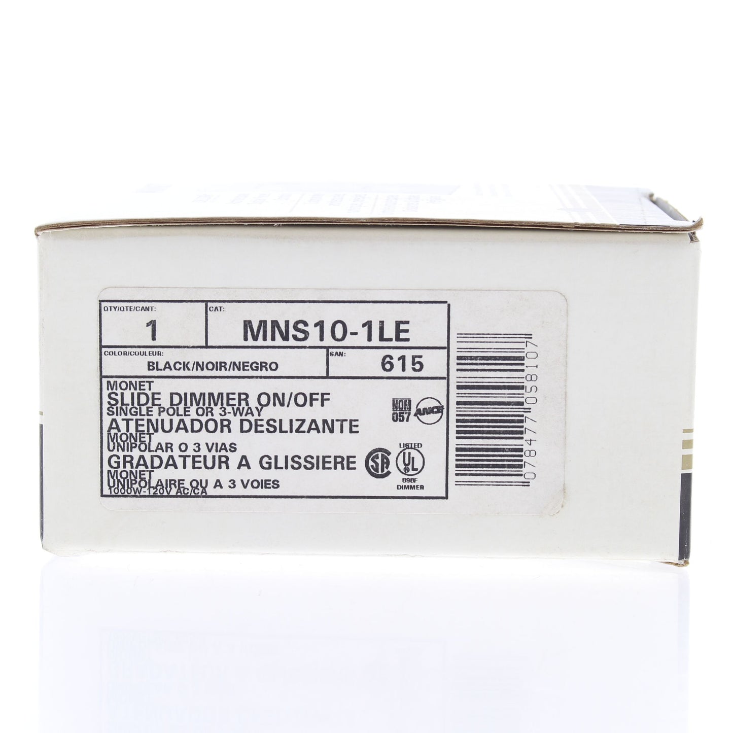 Leviton MNS10-1LE Black Monet Push On/Off Non-Dimming Switch 1000VA Low Voltage