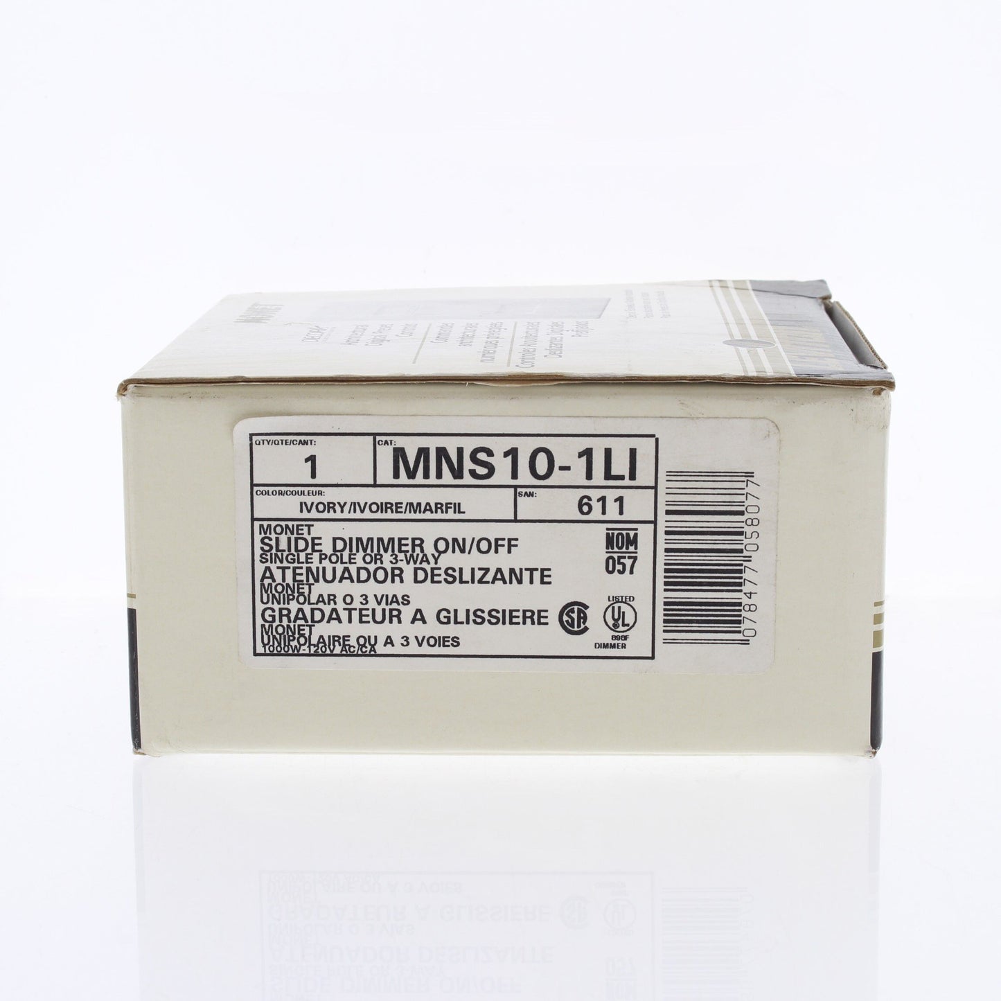Leviton MNS10-1LI Ivory Monet Push On/Off Non-Dimming Switch 1000VA Low Voltage
