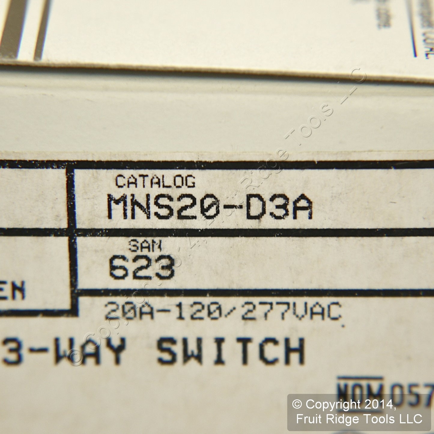 Leviton MNS20-D3A Almond Narrow Fin Monet 3-Way Rocker Switch 20A 120/277V 60Hz