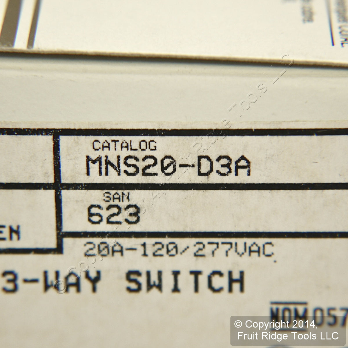 Leviton MNS20-D3A Almond Narrow Fin Monet 3-Way Rocker Switch 20A 120/277V 60Hz