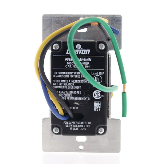 Leviton MRI10-1LA Almond Mural Decora Light Dimmer Switch Multi-Way 1000W Preset