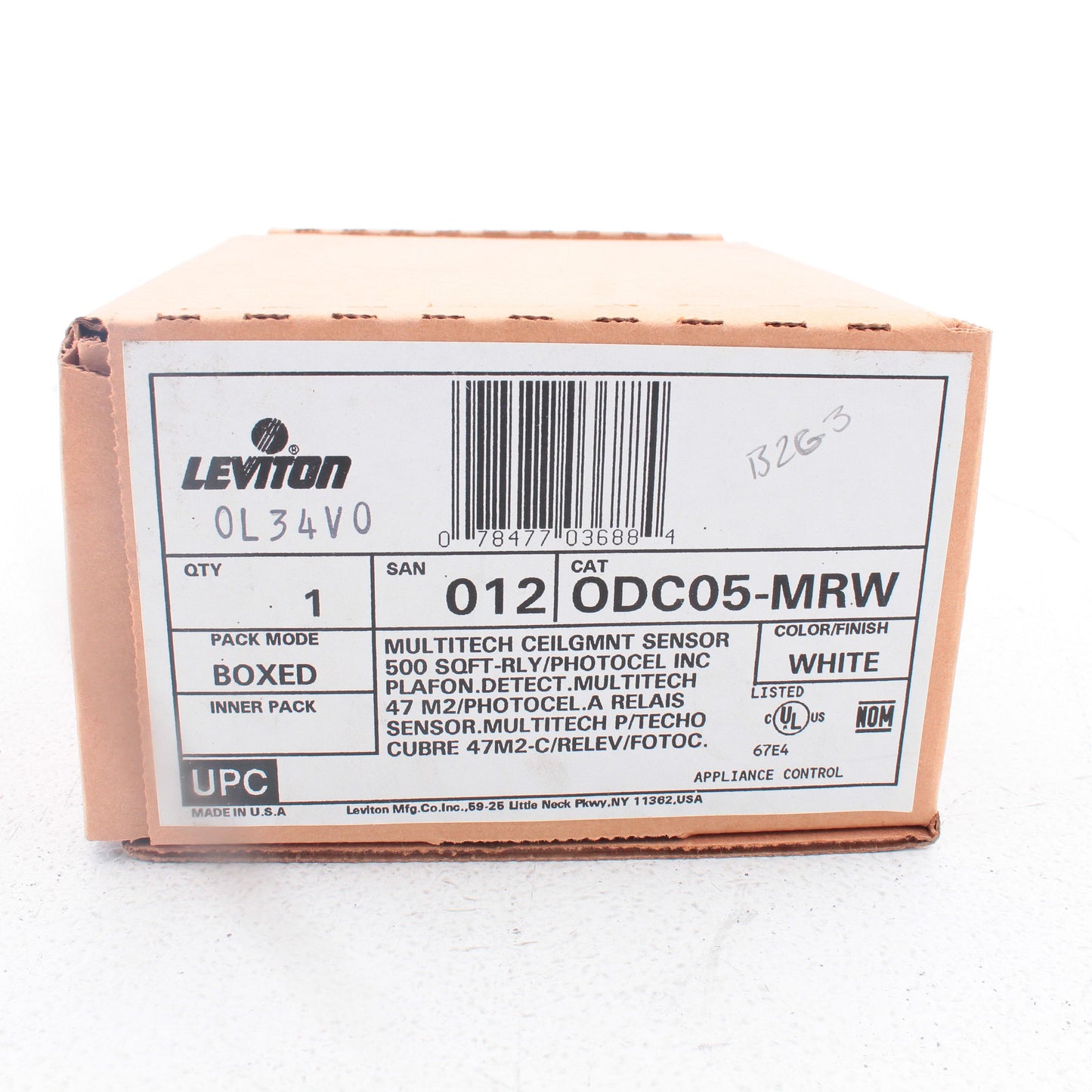 Leviton ODC05-MRW White Dual Relay 180? Ceiling Occupancy Motion Sensor 500sq ft