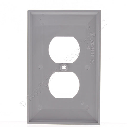 Leviton PJ8-GY Gray Large Nylon Unbreakable Receptacle Wallplate Outlet Cover