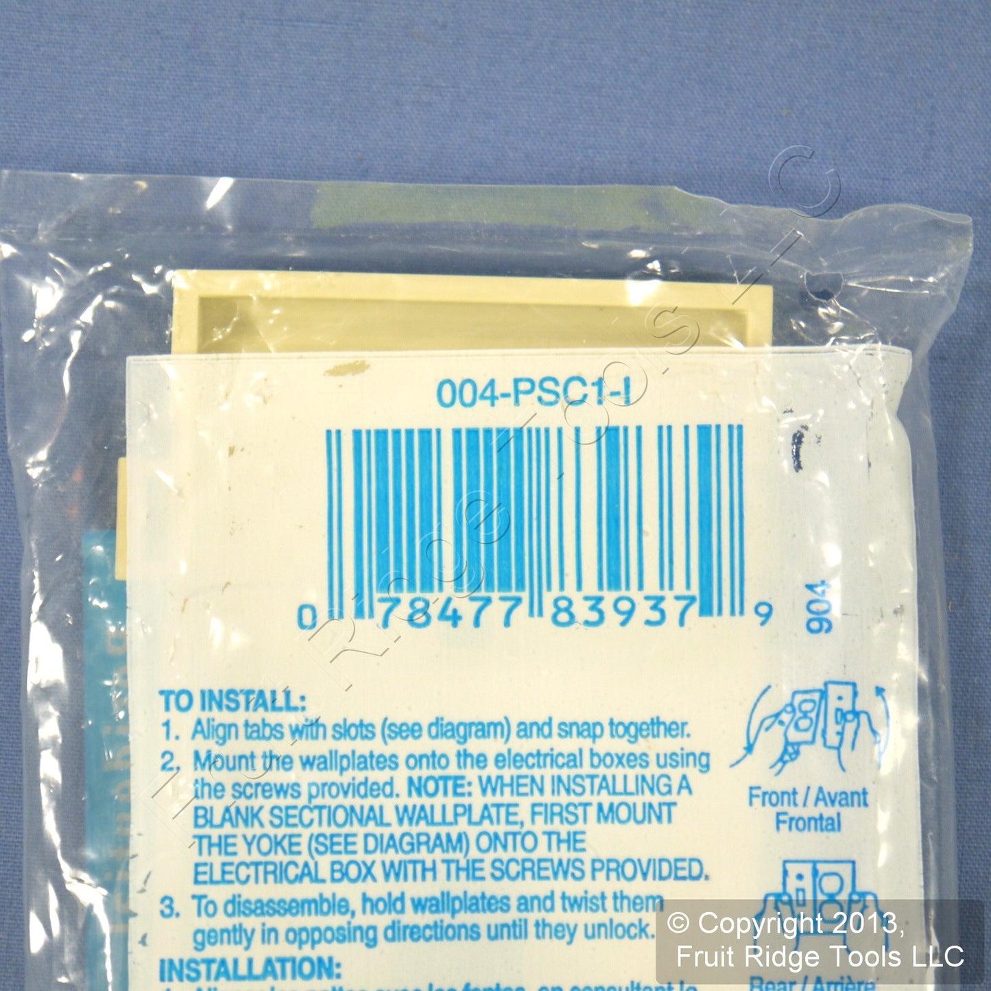 Leviton PSC1-I Ivory 1-Gang Toggle, Unbreakable Sectional Wallplate Strap Mount