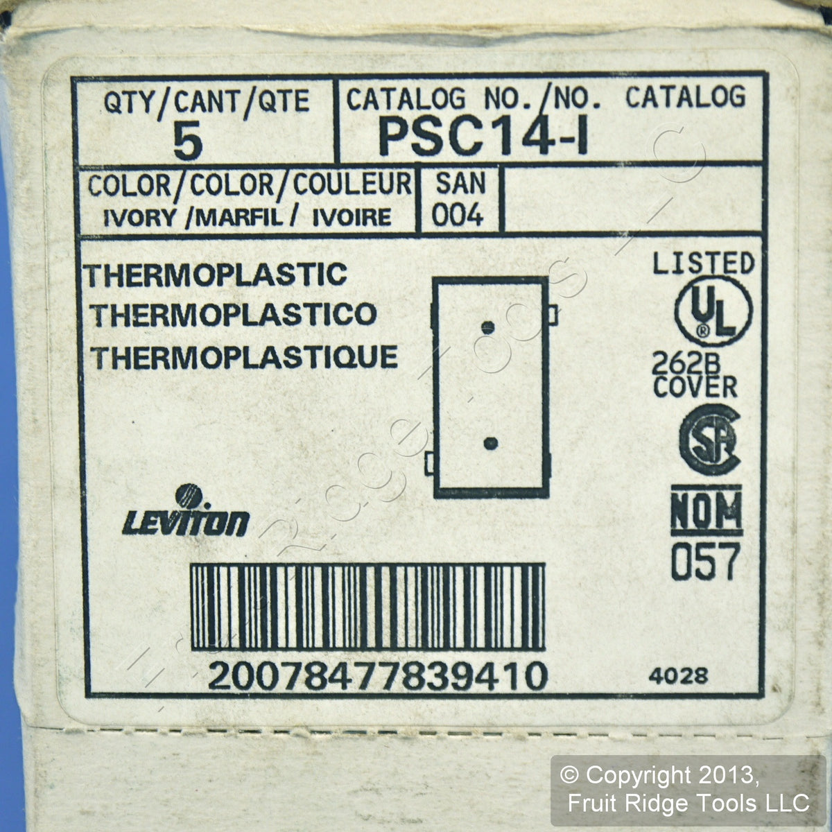 Leviton PSC14-I Ivory Blank Center Sectional Cover Nylon Wallplates 5-Pack