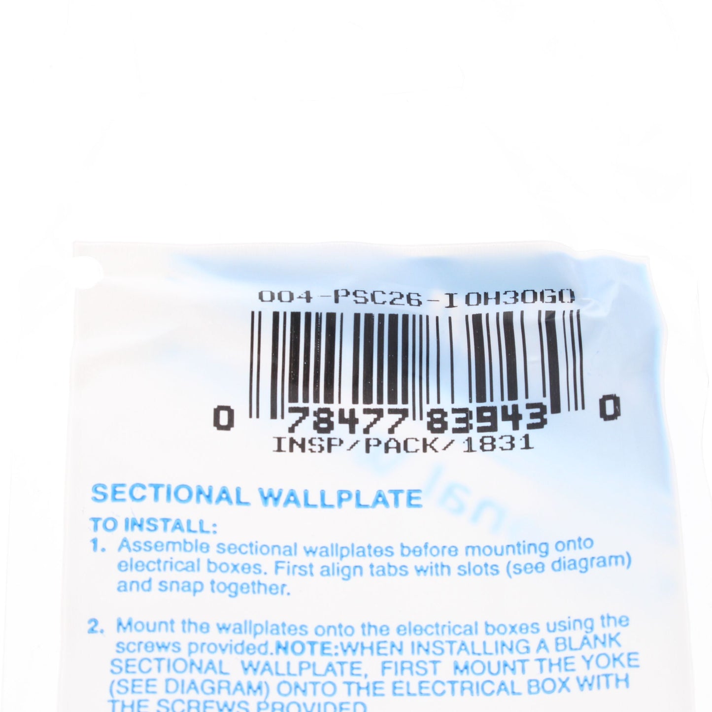 Leviton PSC26-I Ivory 1-Gang Decora Unbreakable Nylon Sectional Wallplate Cover