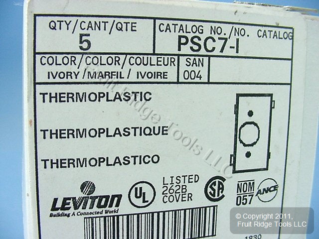 Leviton PSC7-I Ivory Center Sectional 1.406" Single Outlet Nylon Wallplates 5pcs
