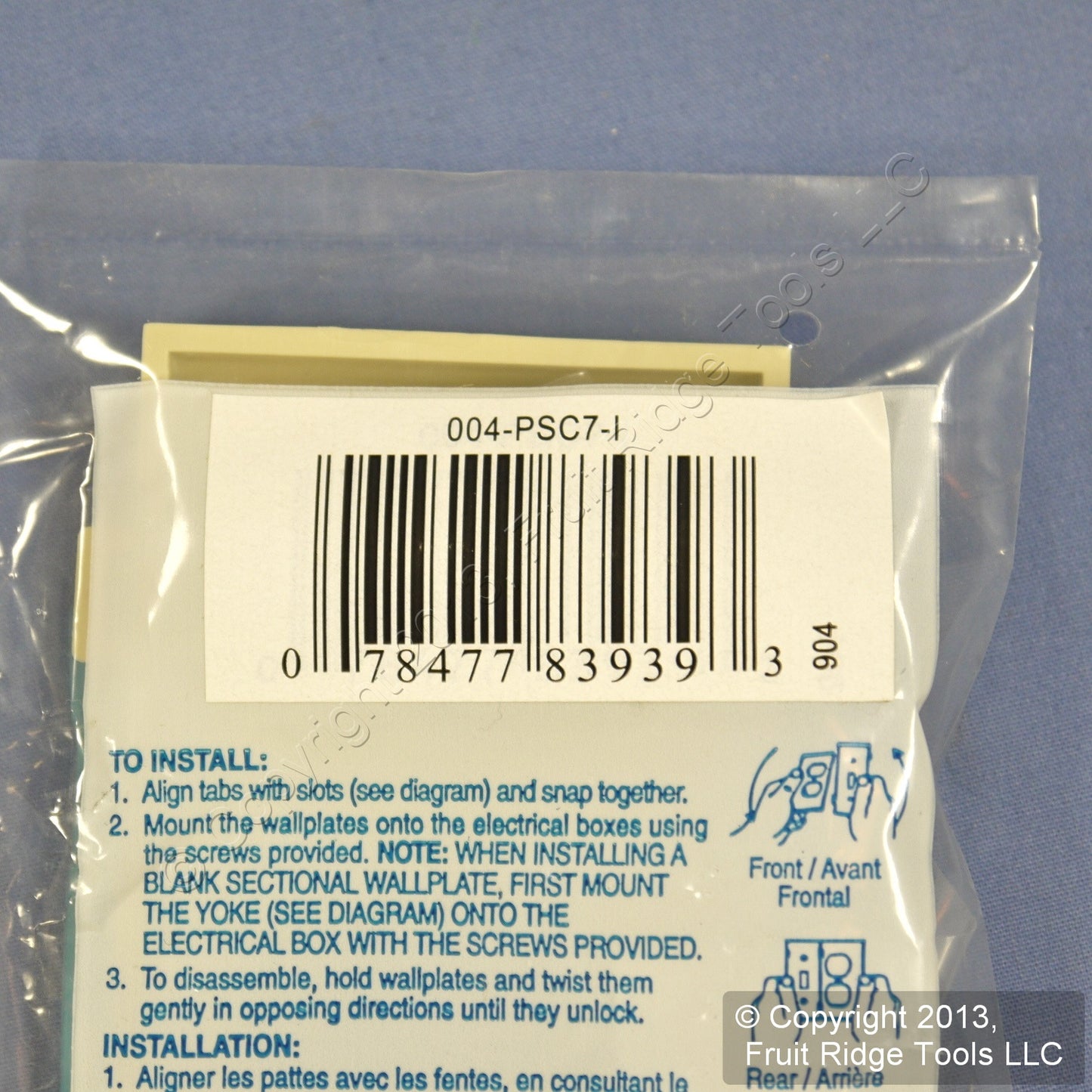 Leviton PSC7-I Ivory Center Sectional Receptacle Nylon Cover 1.406 Single Outlet